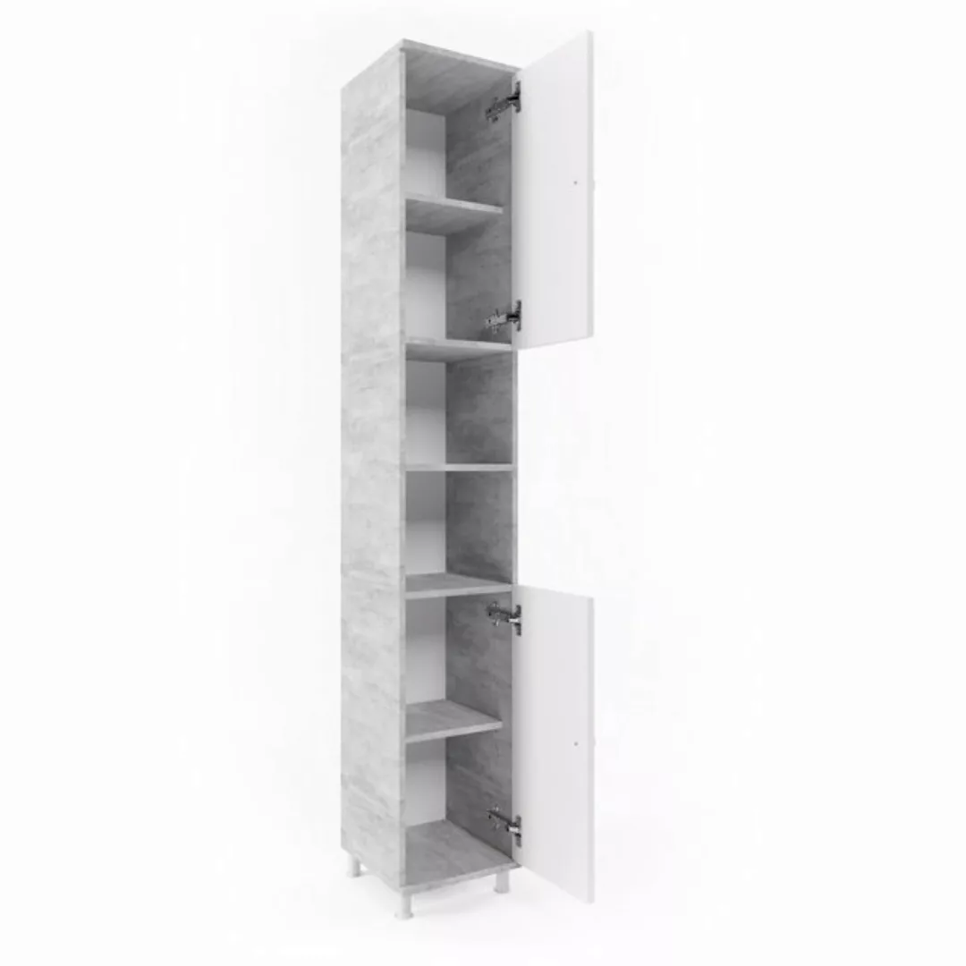 Vicco Hochschrank Fynn, Weiß/Beton, 30 x 190 cm verstellbar günstig online kaufen