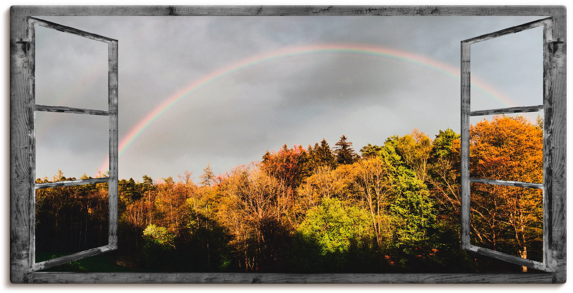 Artland Wandbild "Fensterblick - Regenbogen", Fensterblick, (1 St.), als Le günstig online kaufen