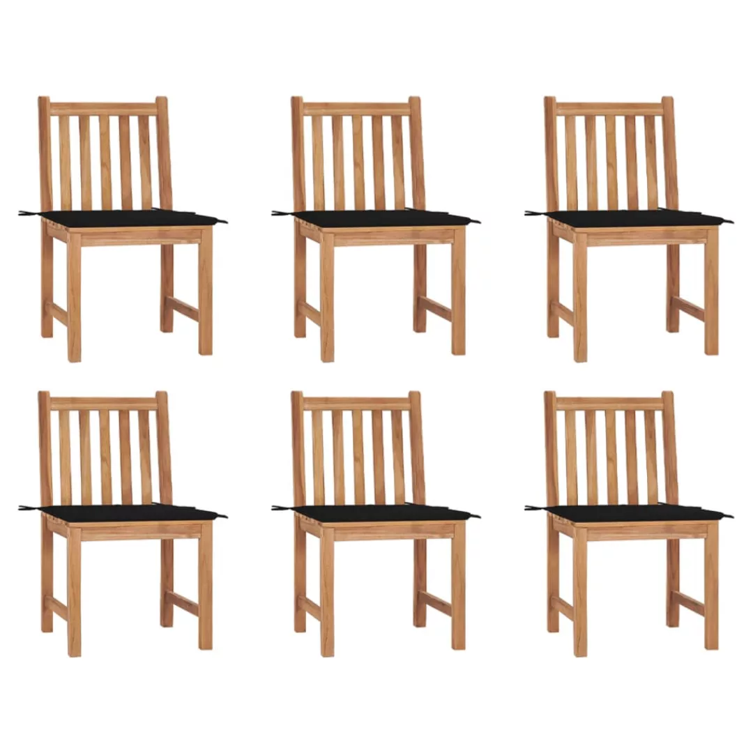 Gartenstühle 6 Stk. Mit Kissen Massivholz Teak günstig online kaufen