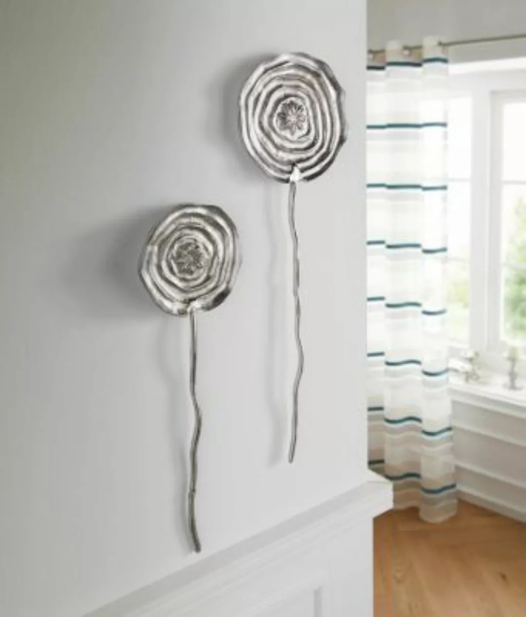 HOME Living Wanddeko Blume Wanddeko silber günstig online kaufen