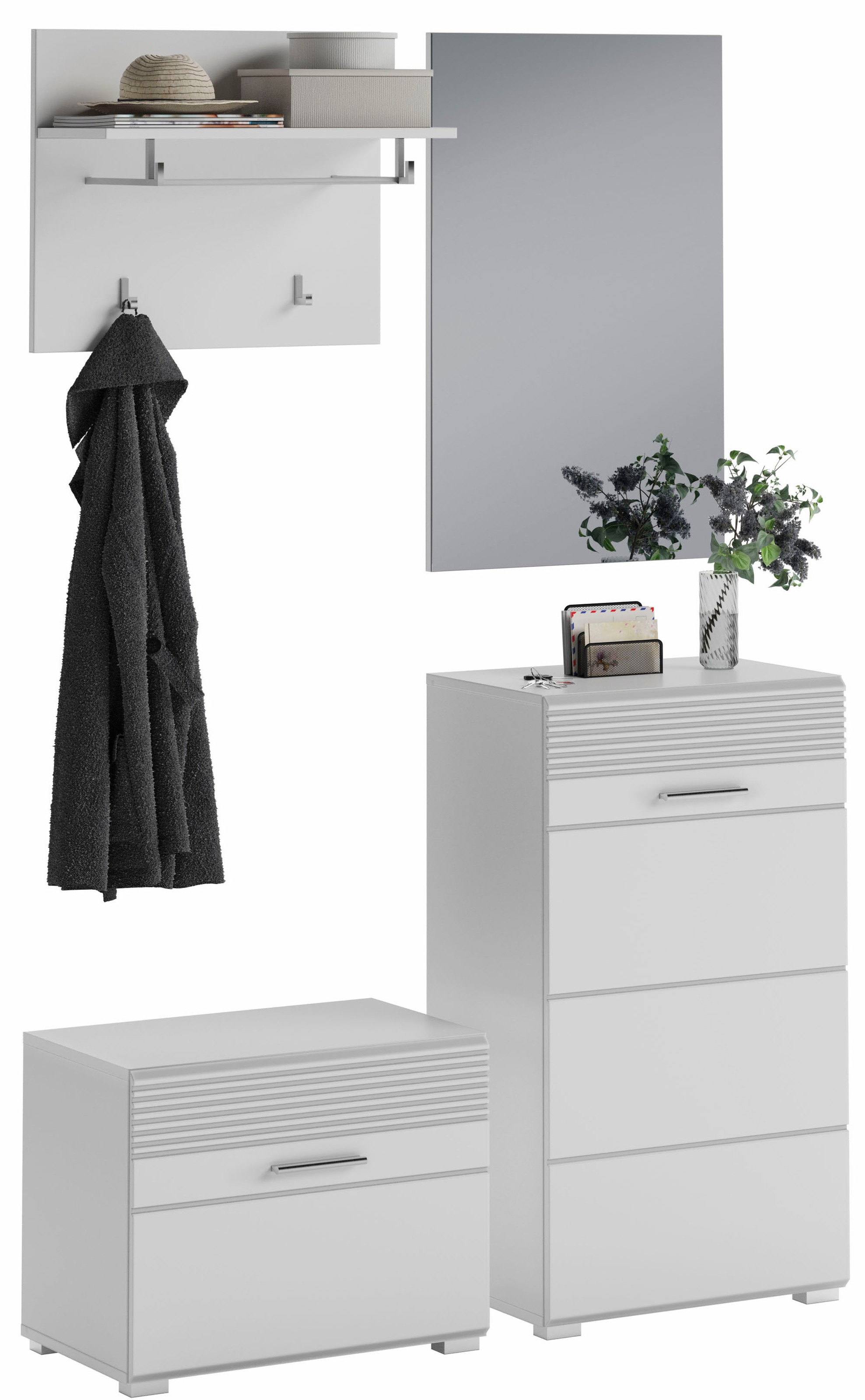 INOSIGN Garderoben-Set "Malmö, Breite 115cm, MDF Front mit Rillenfräsung, 4 günstig online kaufen