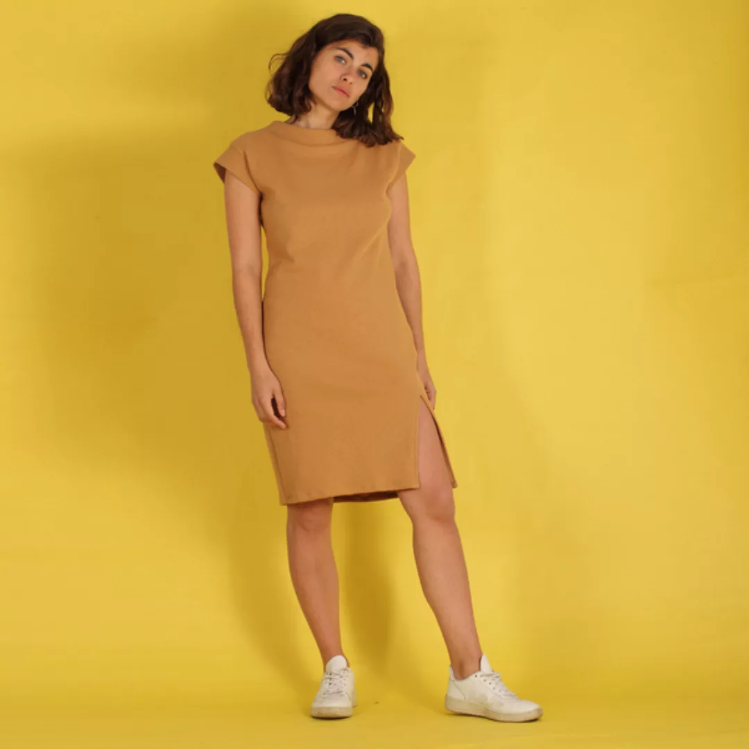 Kleid "Ellas" Aus Gewaffelter Baumwolle In Sand/nude günstig online kaufen