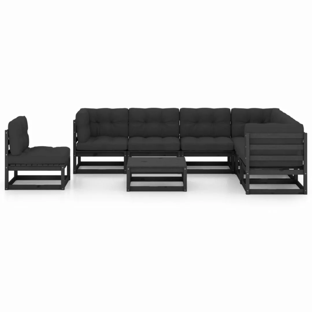 8-tlg. Garten-lounge-set Mit Kissen Schwarz Kiefer Massivholz günstig online kaufen