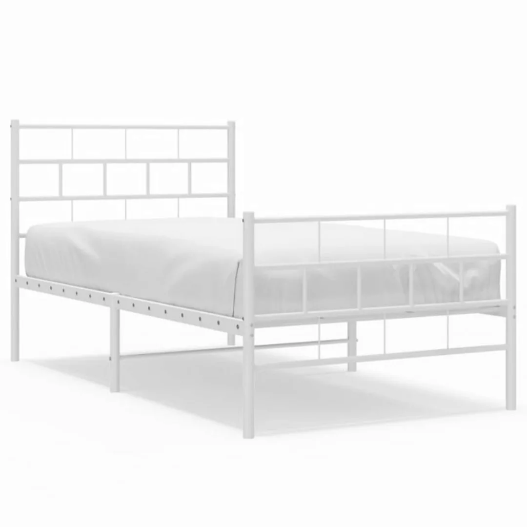 furnicato Bett Bettgestell mit Kopf- und Fußteil Metall Weiß 80x200 cm günstig online kaufen