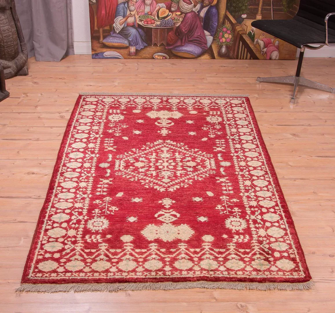 morgenland Wollteppich »Ziegler Modern Teppich handgeknüpft rot«, rechtecki günstig online kaufen
