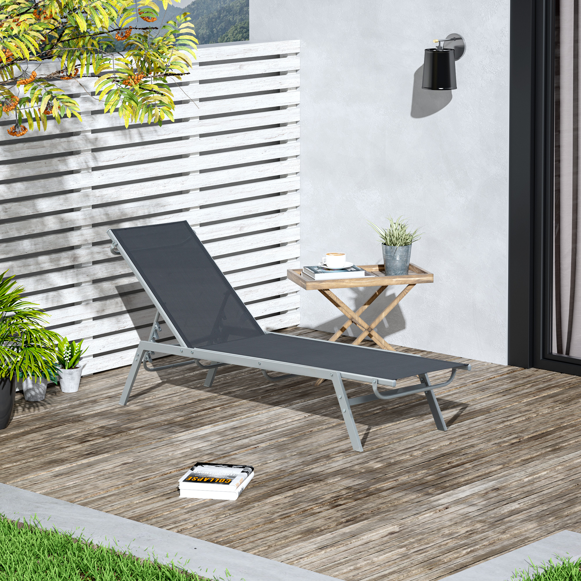 Outsunny Garten-Sonnenliege Relaxliege mit 5-stufiger Rückenlehne, Metall S günstig online kaufen