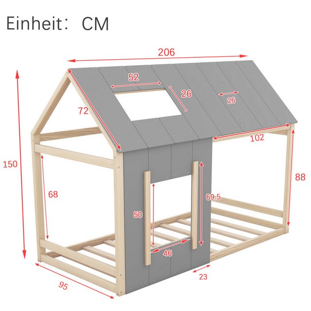 TavilaEcon Kinderbett in Hausform, Holzbett Hausbett Einzelbett mit Dach un günstig online kaufen