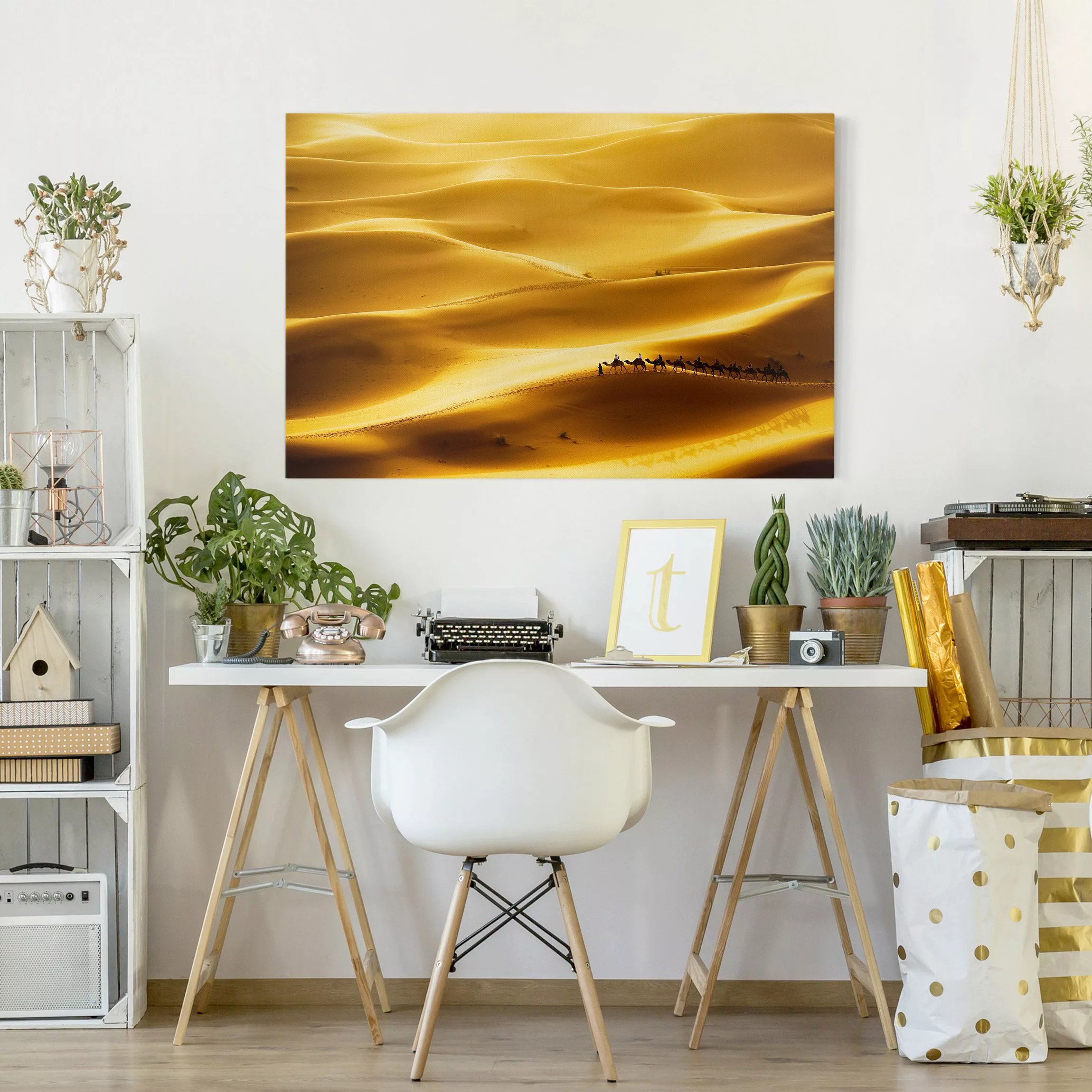 Leinwandbild Wüste - Querformat Golden Dunes günstig online kaufen