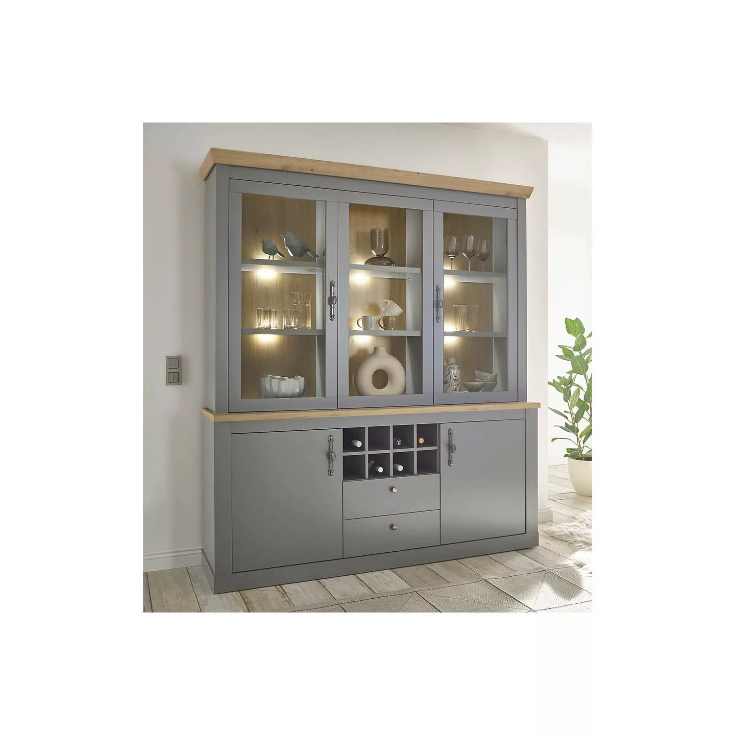 Lomadox Buffet CHATHAM-61 Landhaus Esszimmer in grau mit Artisan Eiche Nb., günstig online kaufen
