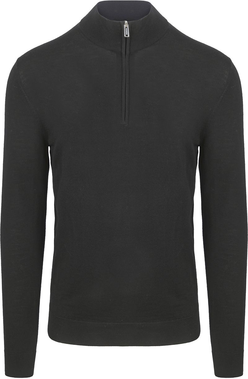 Profuomo Half Zip Pullover Merinowolle Schwarz - Größe M günstig online kaufen