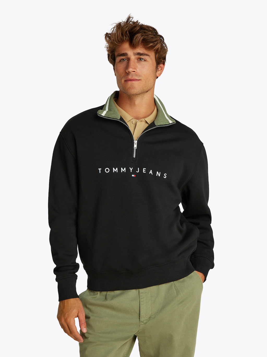 Tommy Jeans Sweatshirt "TJM RLX LINEAR 1/4 ZIP", Mit Rundhalsausschnitt günstig online kaufen