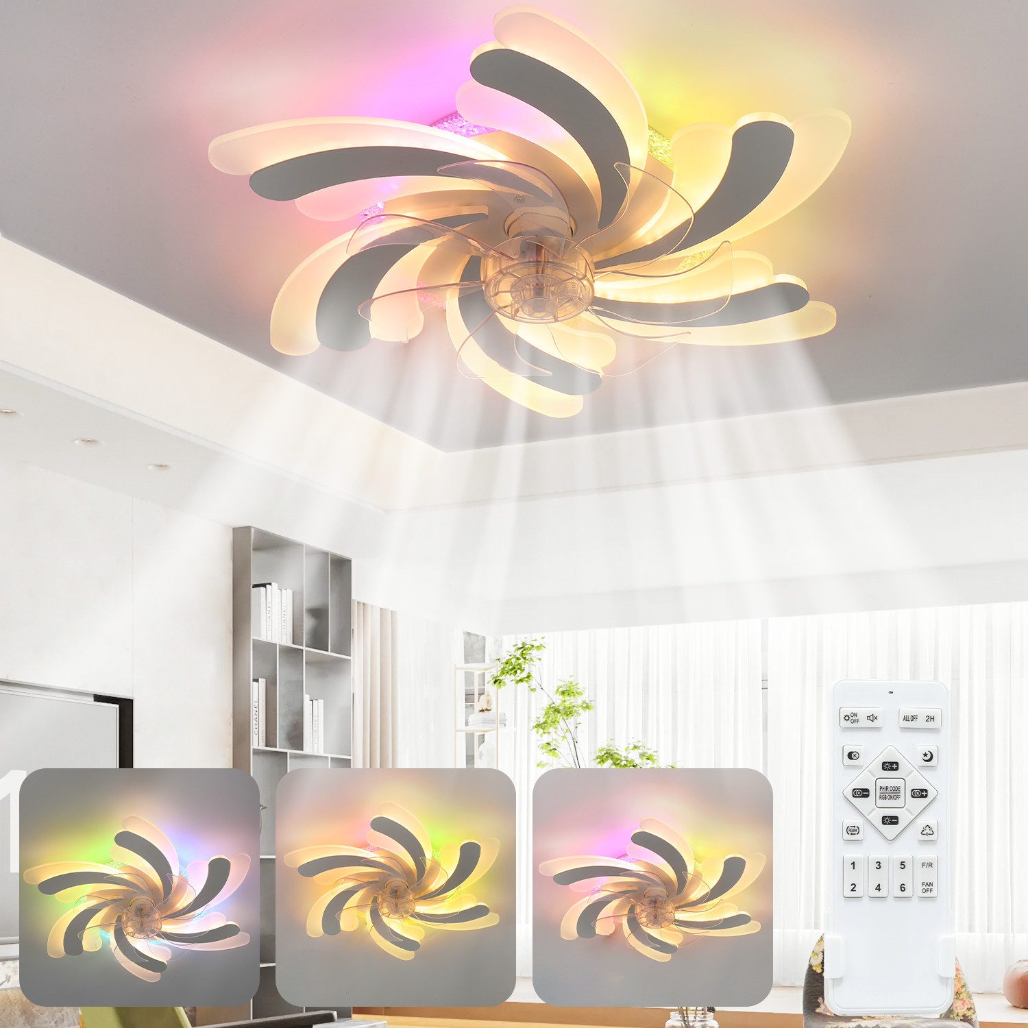 oyajia Deckenventilator 72W Deckenleuchte mit RGB günstig online kaufen