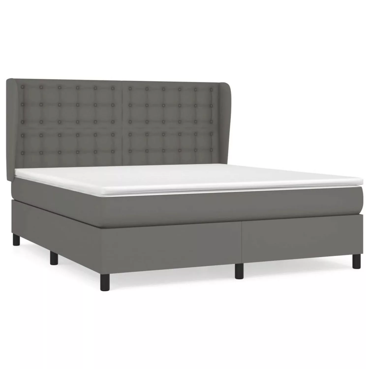 vidaXL Boxspringbett mit Matratze Grau 180x200 cm Kunstleder1466731 günstig online kaufen