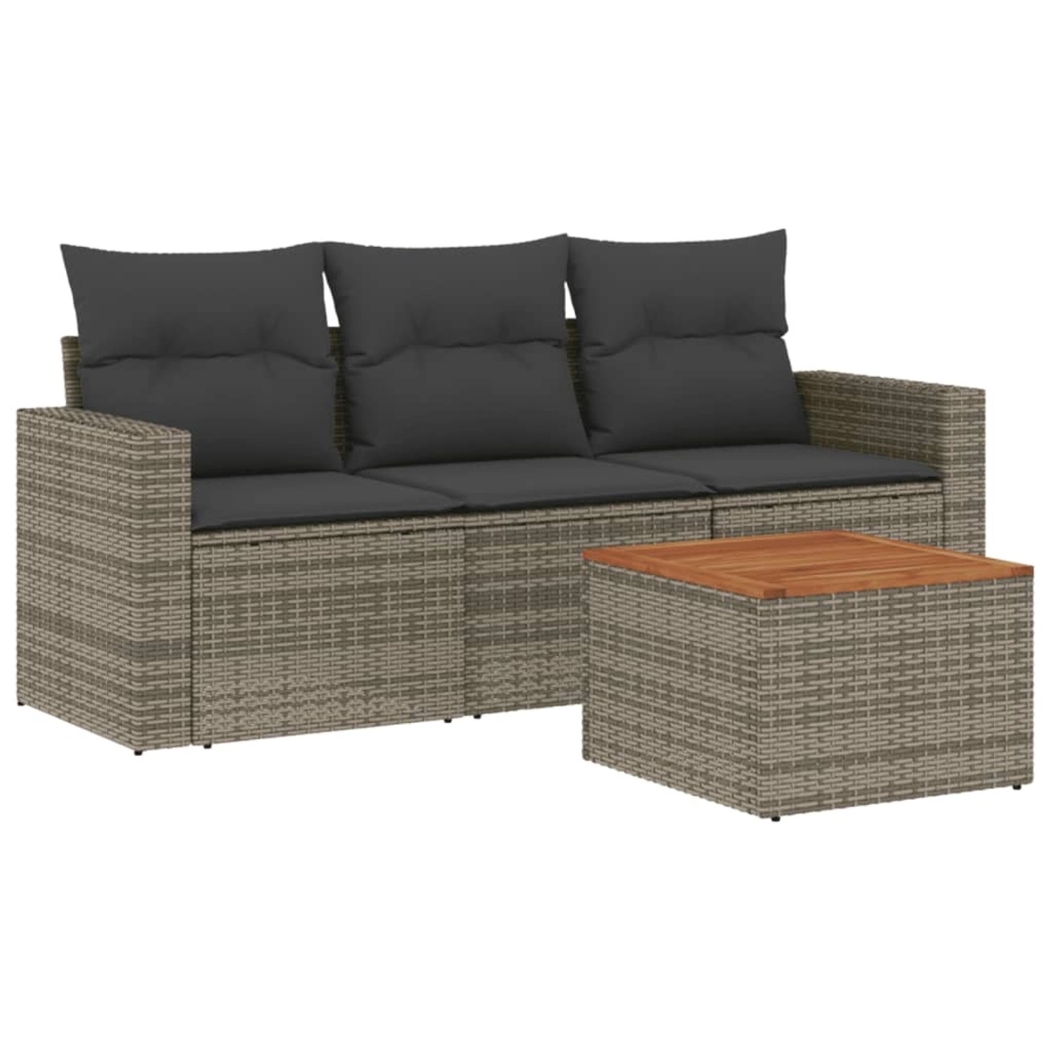 vidaXL 4-Tlg Garten-Sofagarnitur mit Kissen Grau Poly Rattan 3256326 günstig online kaufen
