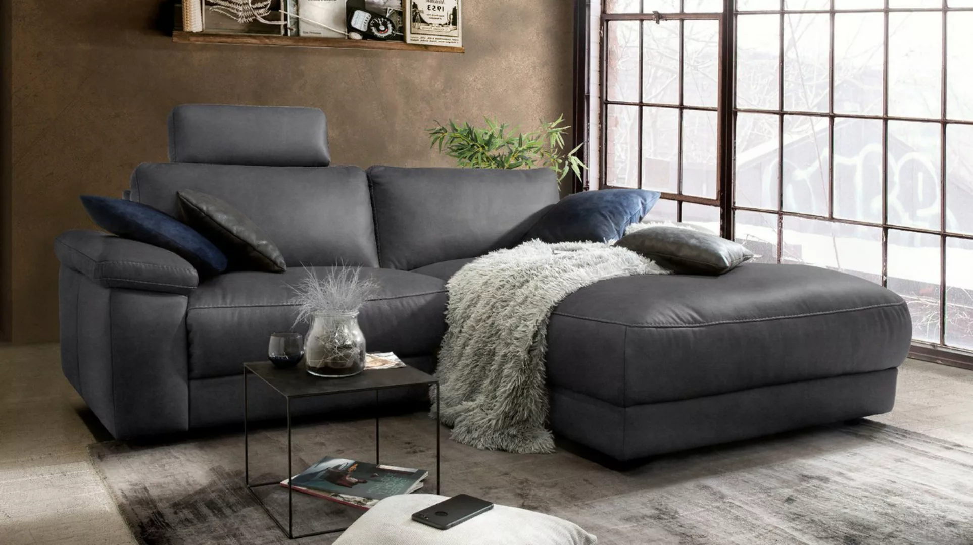 KAWOLA Ecksofa LOLA, Sofa Stoff od. Leder, Recamiere rechts od. links, vers günstig online kaufen