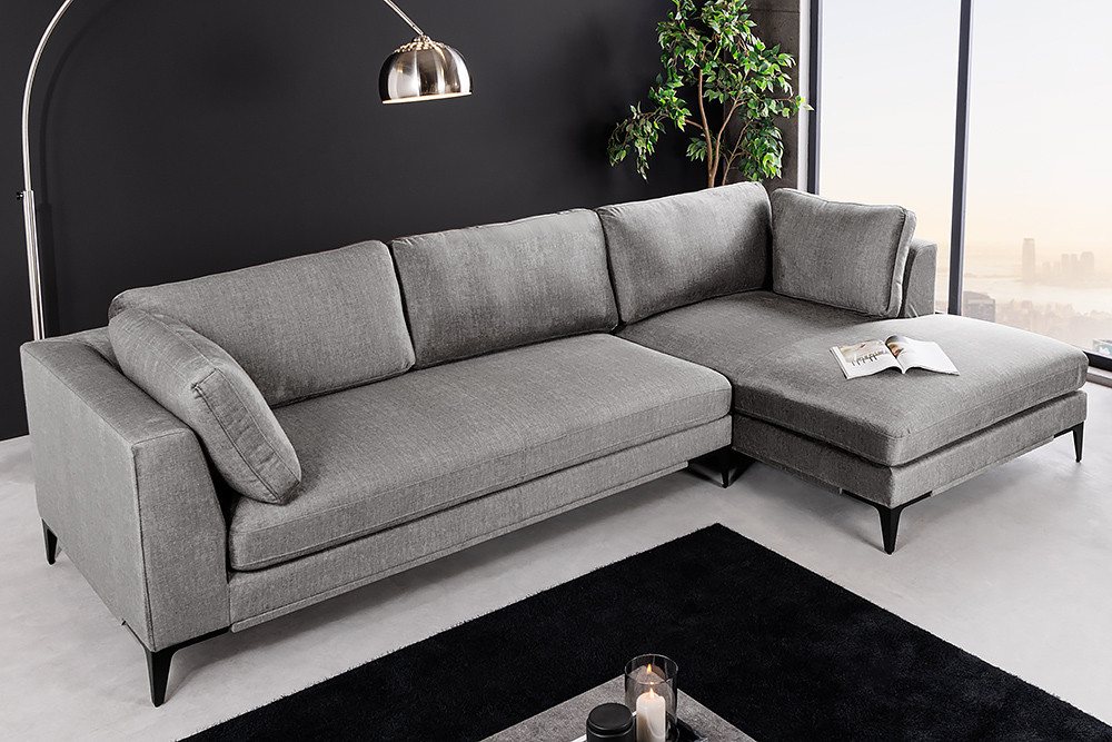 riess-ambiente Ecksofa SIGNUM 315cm grau · XXL-Eckcouch mit Samt-Bezug & No günstig online kaufen