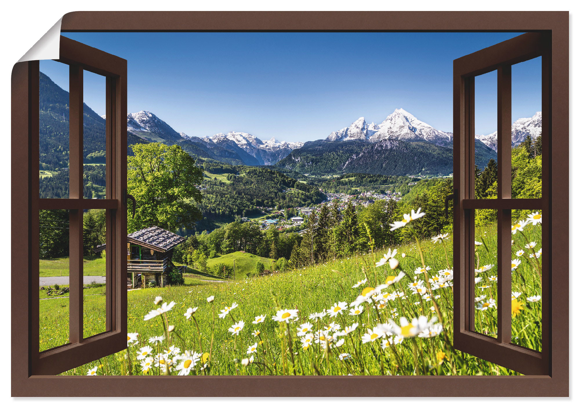 Artland Wandbild »Fensterblick Bayerischen Alpen«, Berge, (1 St.), als Alub günstig online kaufen