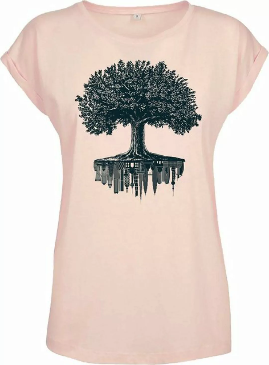 Baddery Print-Shirt Garten T-Shirt Damen : "Forest City" - Wald Natur Baum, günstig online kaufen