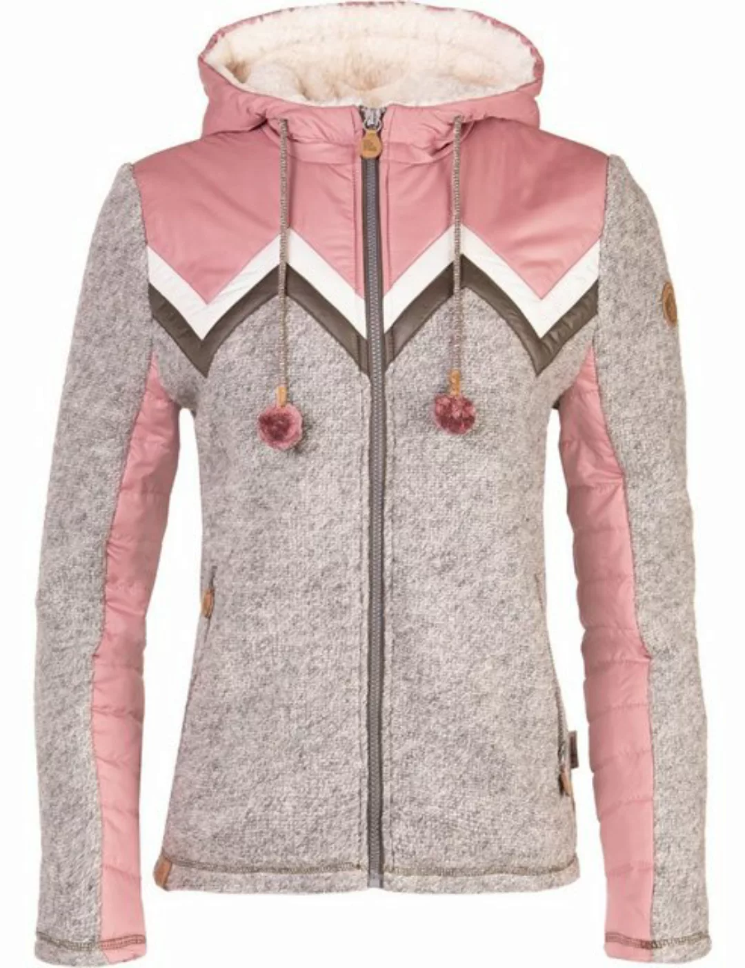 Piz Palü Kapuzenfleecejacke Damen Strickfleecejacke "Brennberg" mit Wattier günstig online kaufen