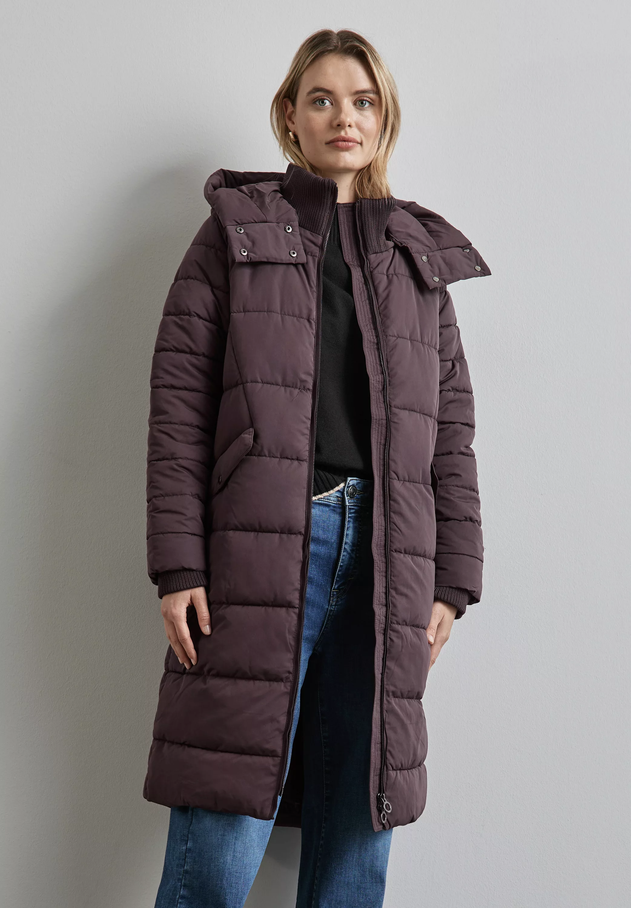 STREET ONE Winterjacke, mit Kapuze, in Unifarbe günstig online kaufen