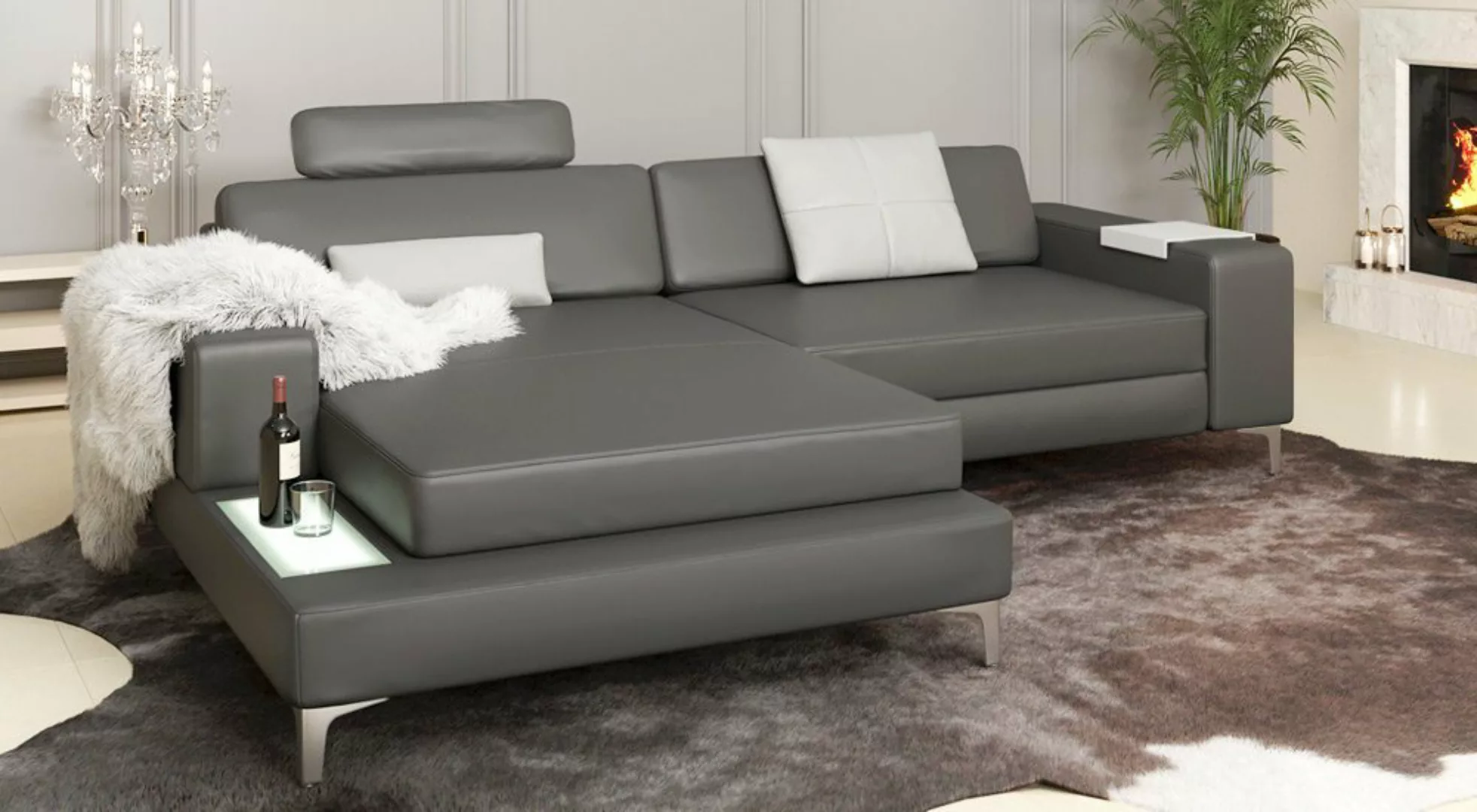 BULLHOFF Ecksofa Ecksofa Leder Sofa Couch XXL Eckcouch L-Form Designsofa LE günstig online kaufen