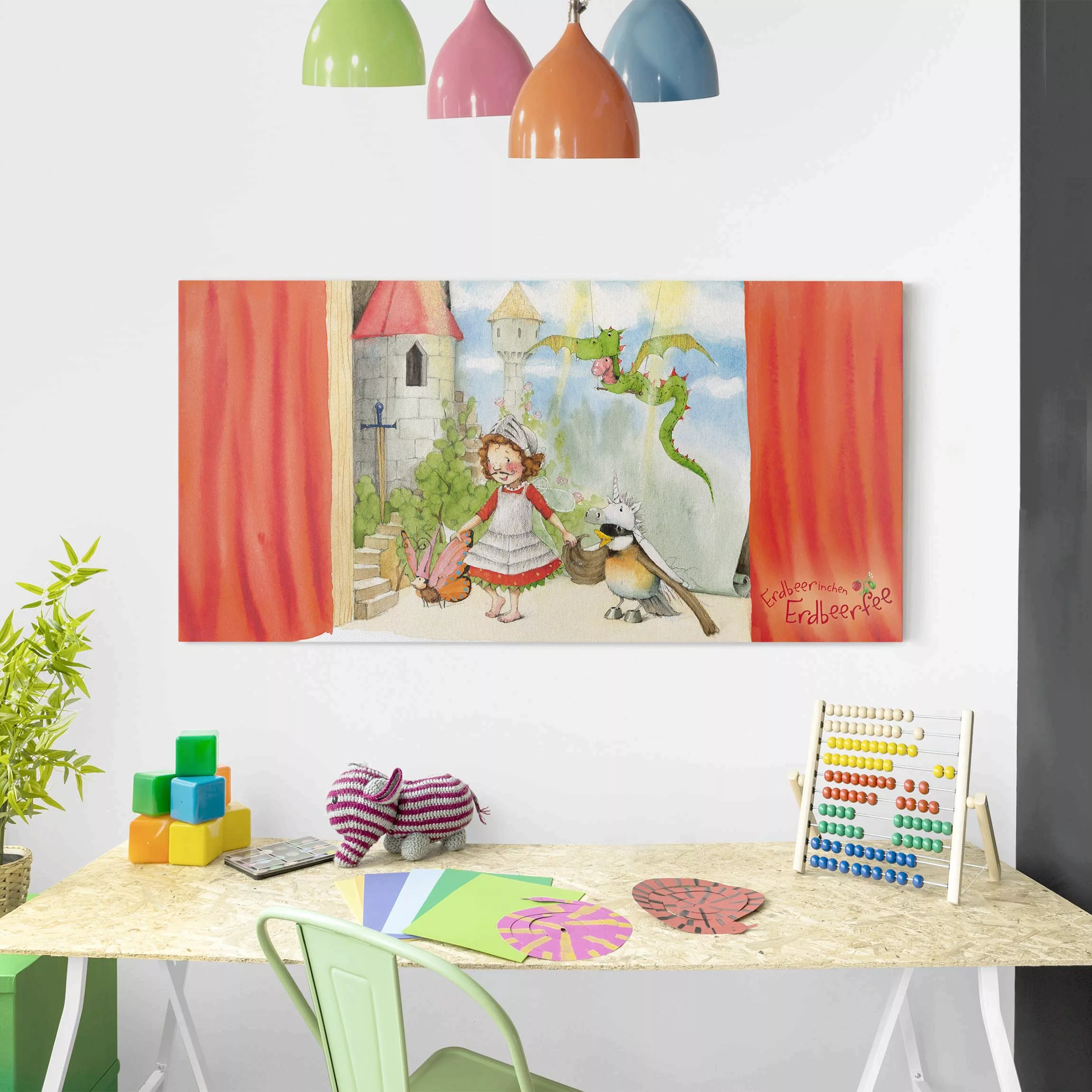 Leinwandbild Kinderzimmer - Quadrat Erdbeerinchen Erdbeerfee - Theaterspiel günstig online kaufen