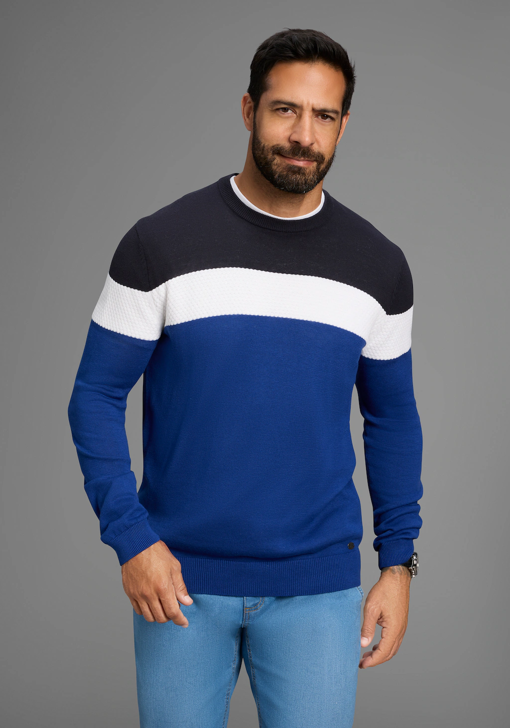 H.I.S Rundhalspullover "neue Farben", Colorblocking, in leichter Strickqual günstig online kaufen