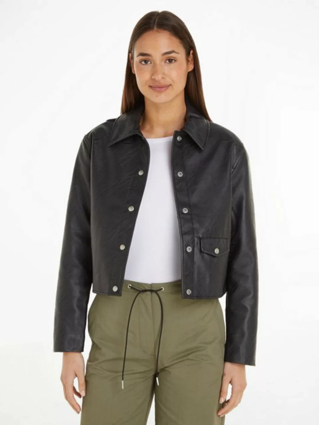 Calvin Klein Jeans Lederimitatjacke "SHORT FAUX LEATHER JACKET" günstig online kaufen