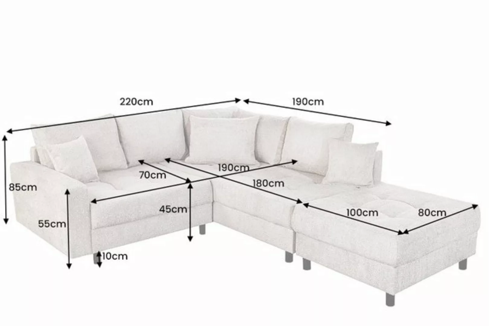 riess-ambiente Ecksofa KENT 220cm greige, Set 2 Teile, Wohnzimmer · Couch · günstig online kaufen