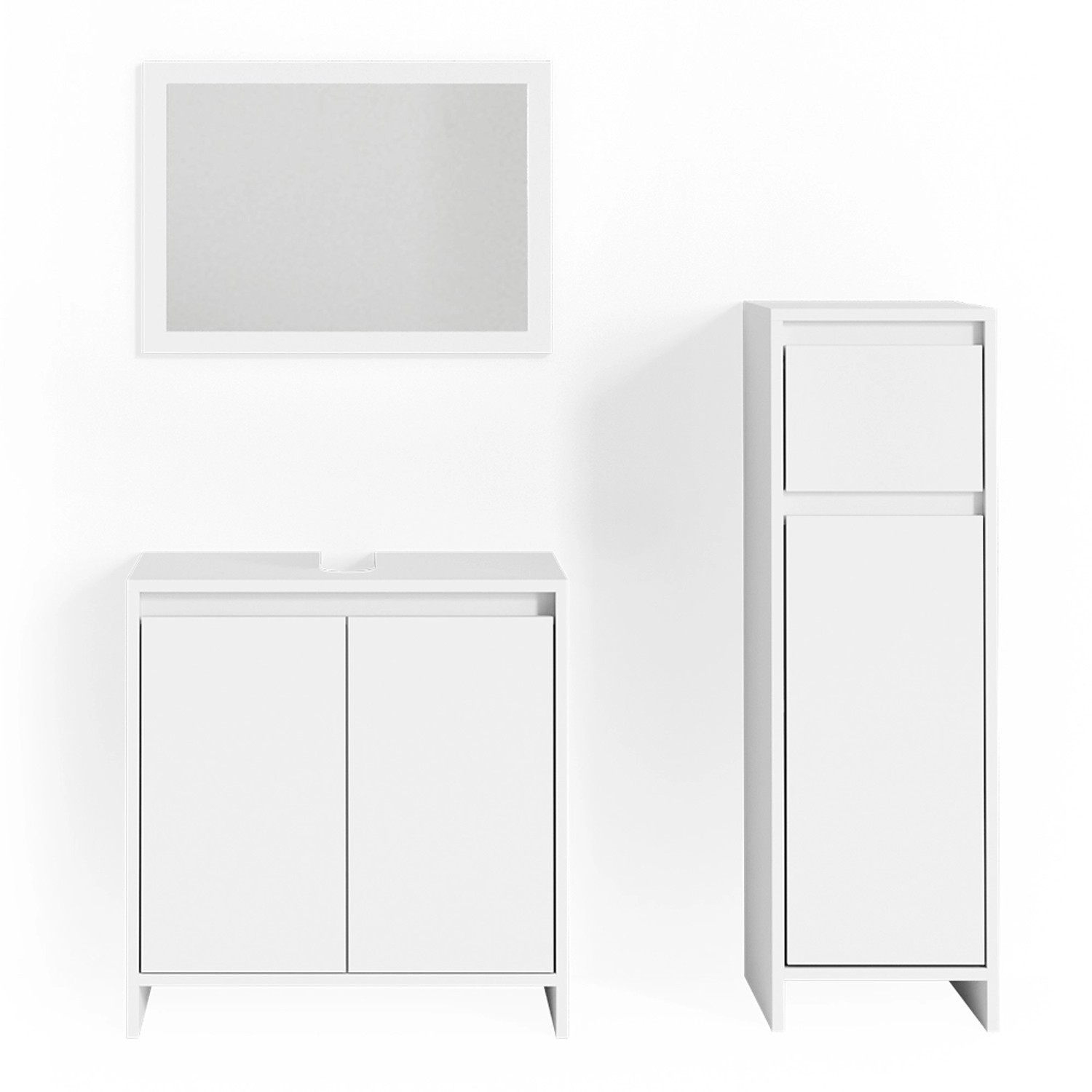 Vicco Badmöbel-Set Emma Weiß 3 Teile mit Midischrank günstig online kaufen