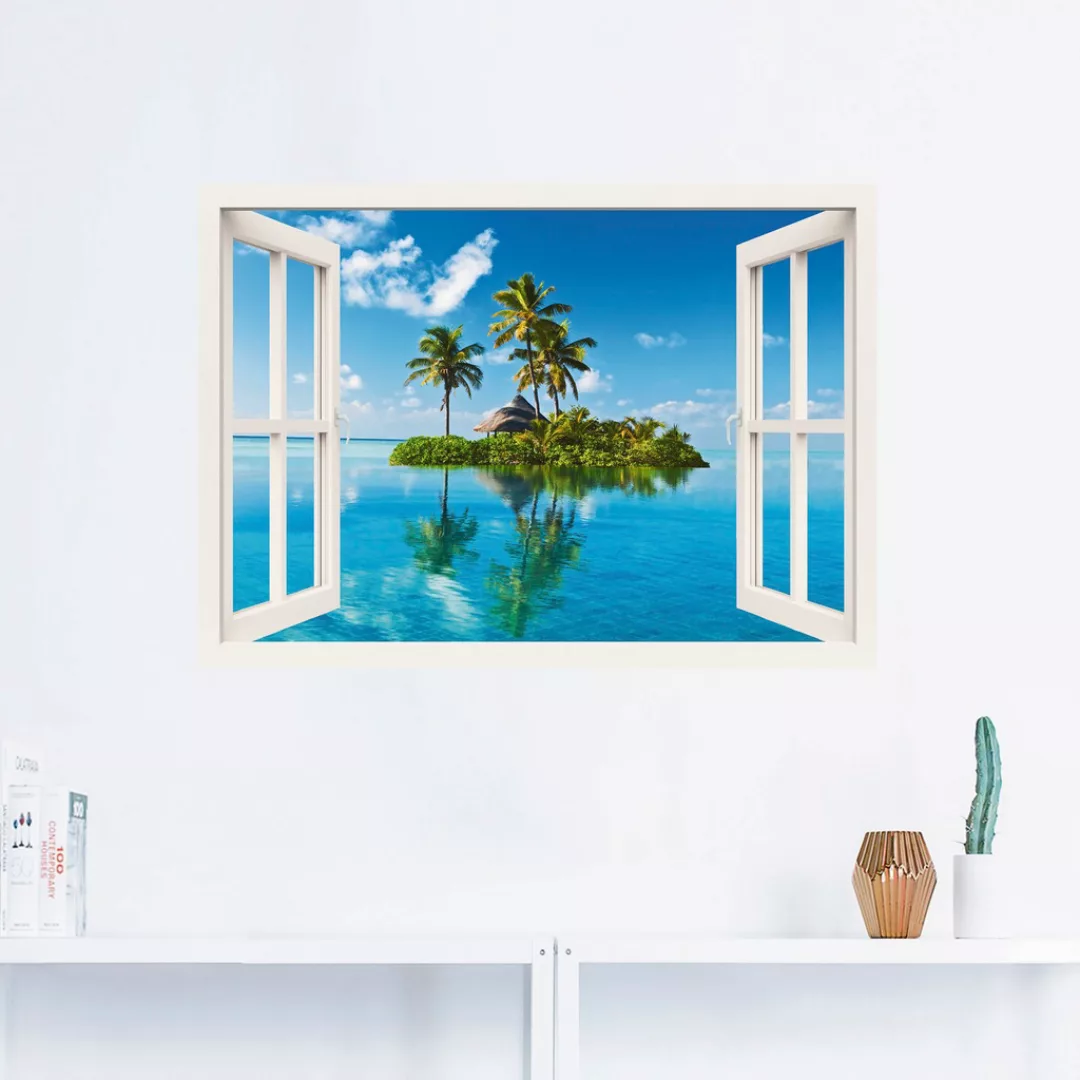 Artland Wandbild »Fensterblick Insel Palmen Meer«, Fensterblick, (1 St.), a günstig online kaufen