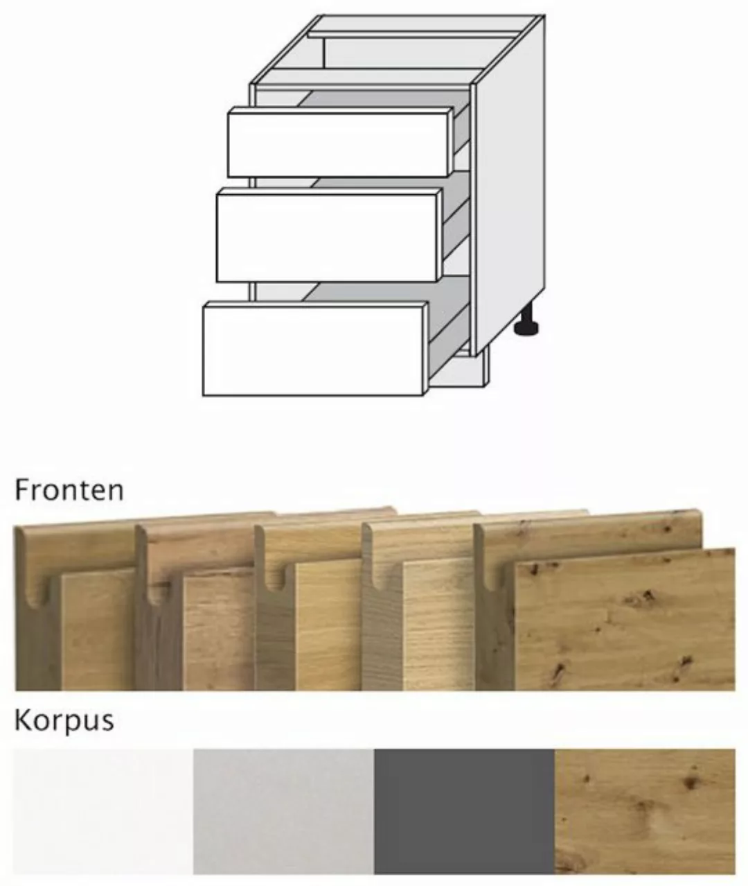 Feldmann-Wohnen Auszugsunterschrank Arezzo (1-St) 60cm Front- & Korpusfarbe günstig online kaufen