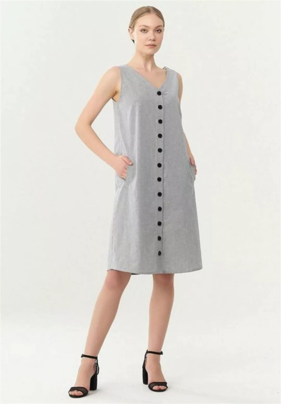 Geknöpftes Kleid Aus Bio-baumwolle Mit Streifenmuster günstig online kaufen