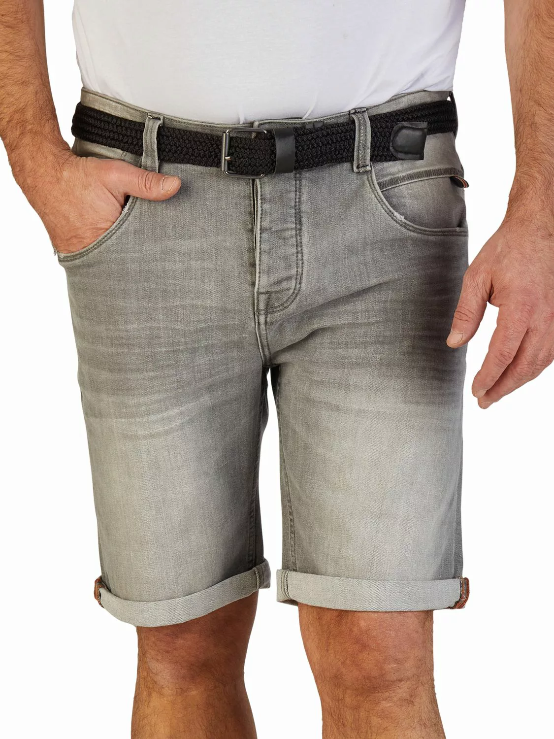 DENIMFY Jeans Shorts Herren mit Gürtel Stretch Kurz Regular Fit DFBo günstig online kaufen