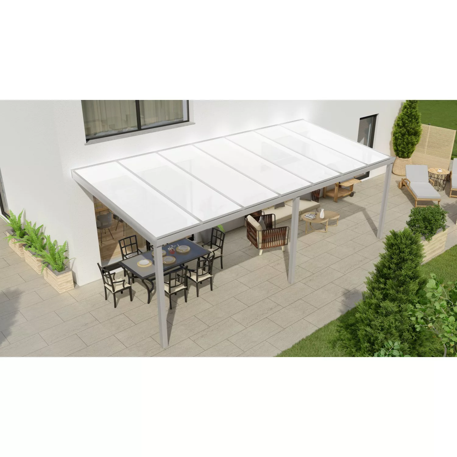Terrassenüberdachung Professional 700 cm x 350 cm Grau Struktur PC Opal günstig online kaufen