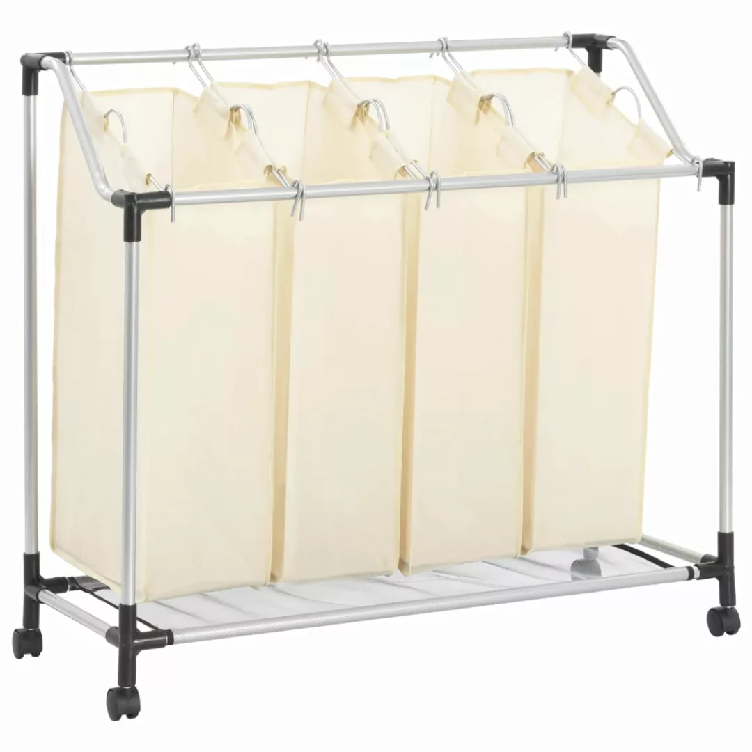 Wäschekorb Mit 4 Taschen Creme Stahl günstig online kaufen