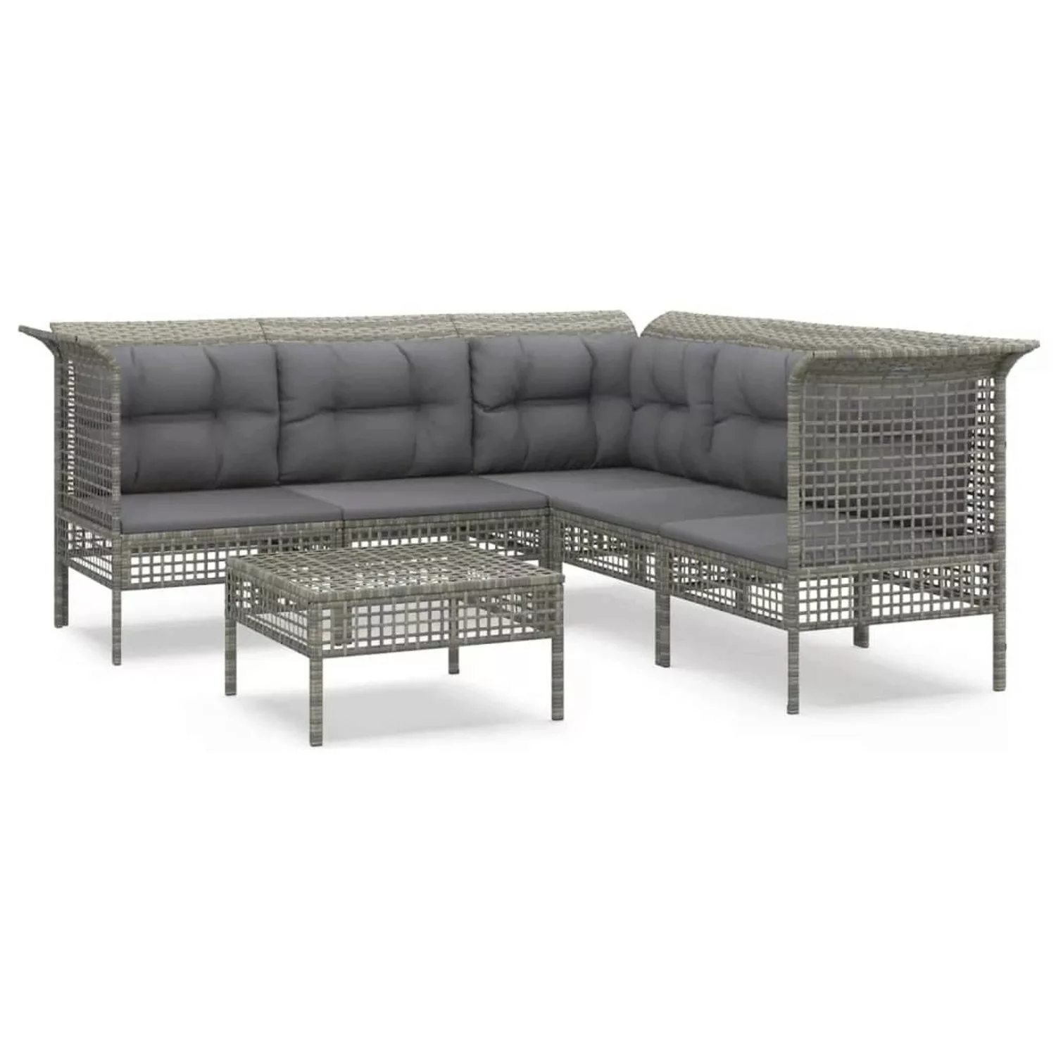 Vidaxl 6-tlg. Garten-lounge-set Mit Kissen Grau Poly Rattan günstig online kaufen