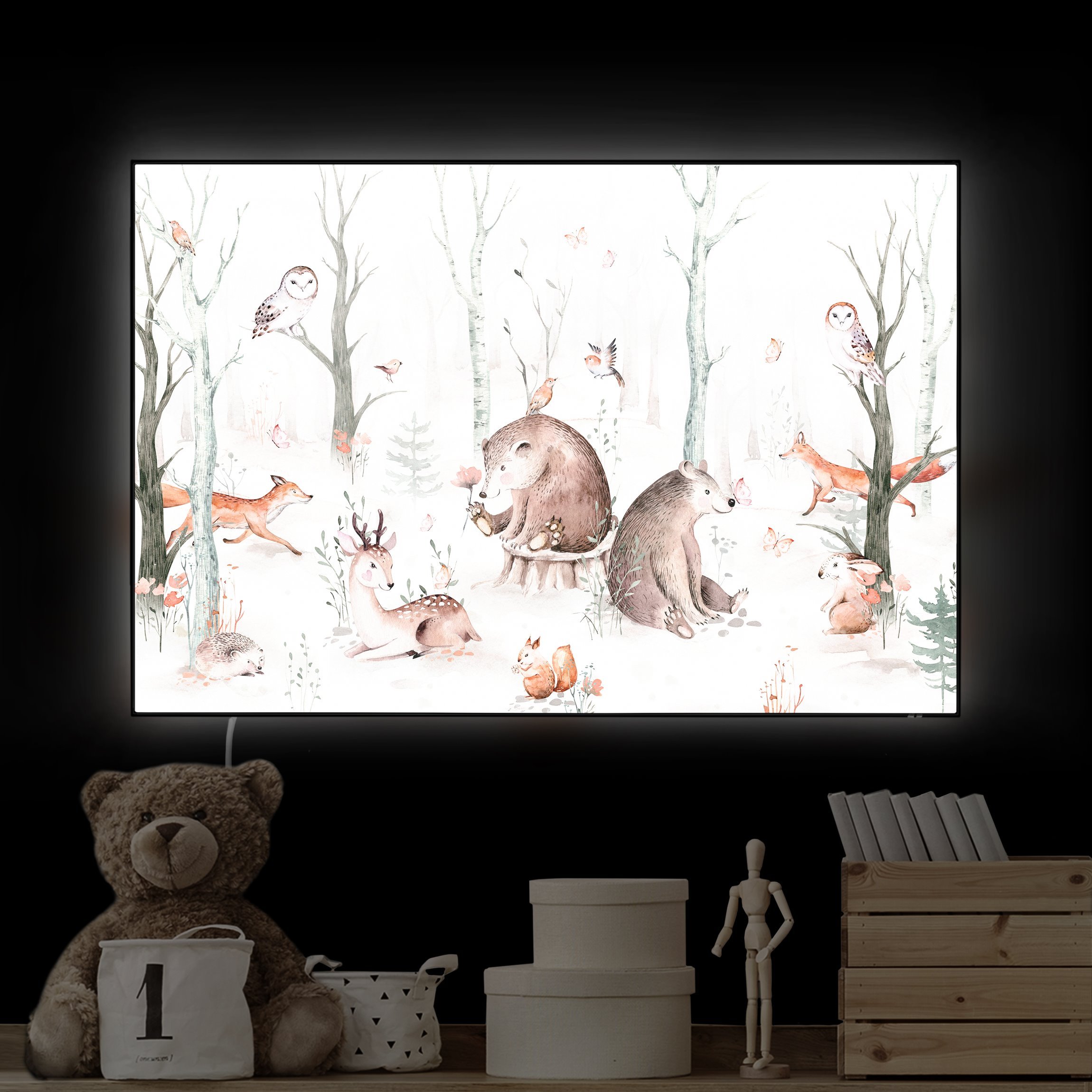 LED-Wechselbild Aquarell Waldtierfreunde günstig online kaufen