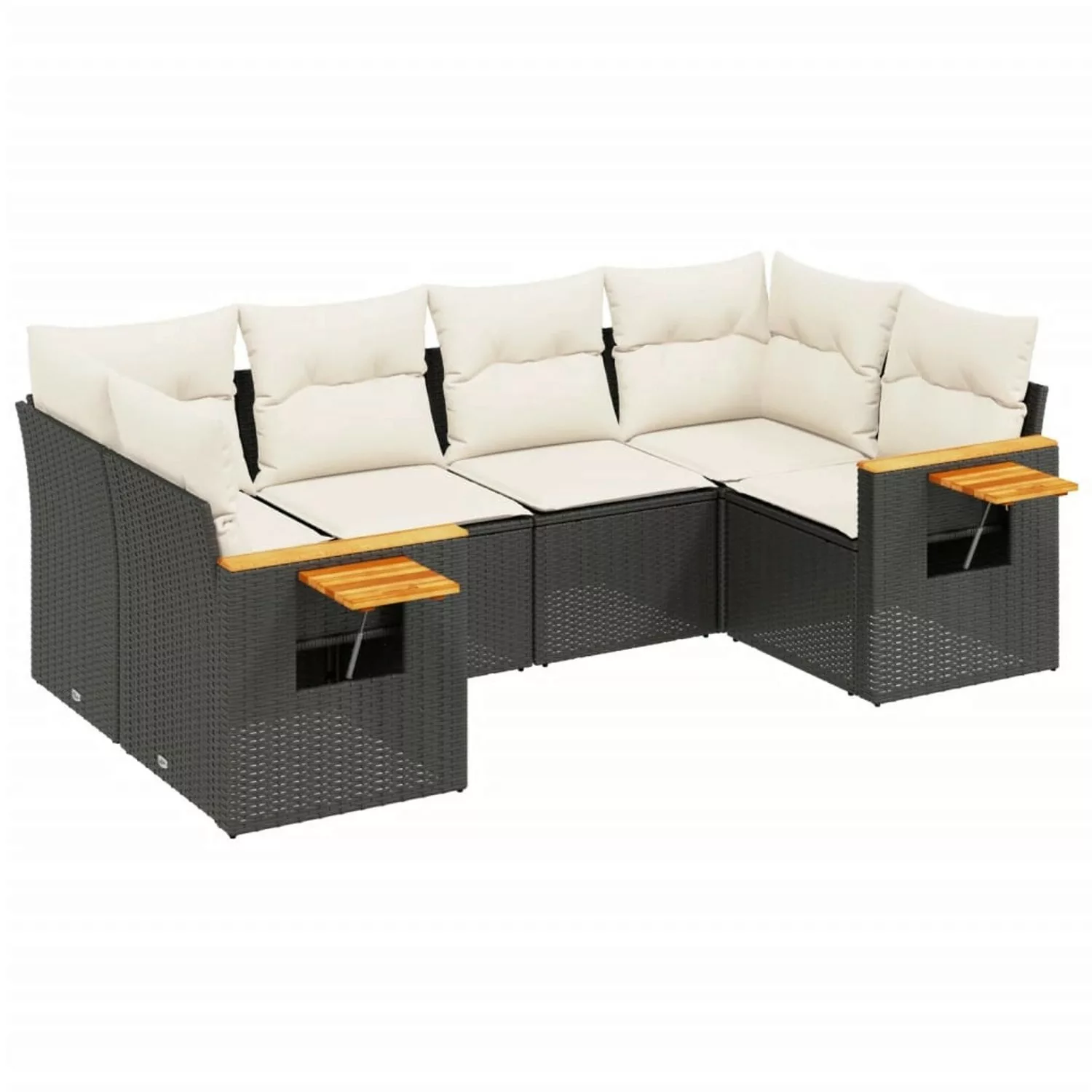 vidaXL 6-tlg Garten-Sofagarnitur mit Kissen Schwarz Poly Rattan Modell 123 günstig online kaufen