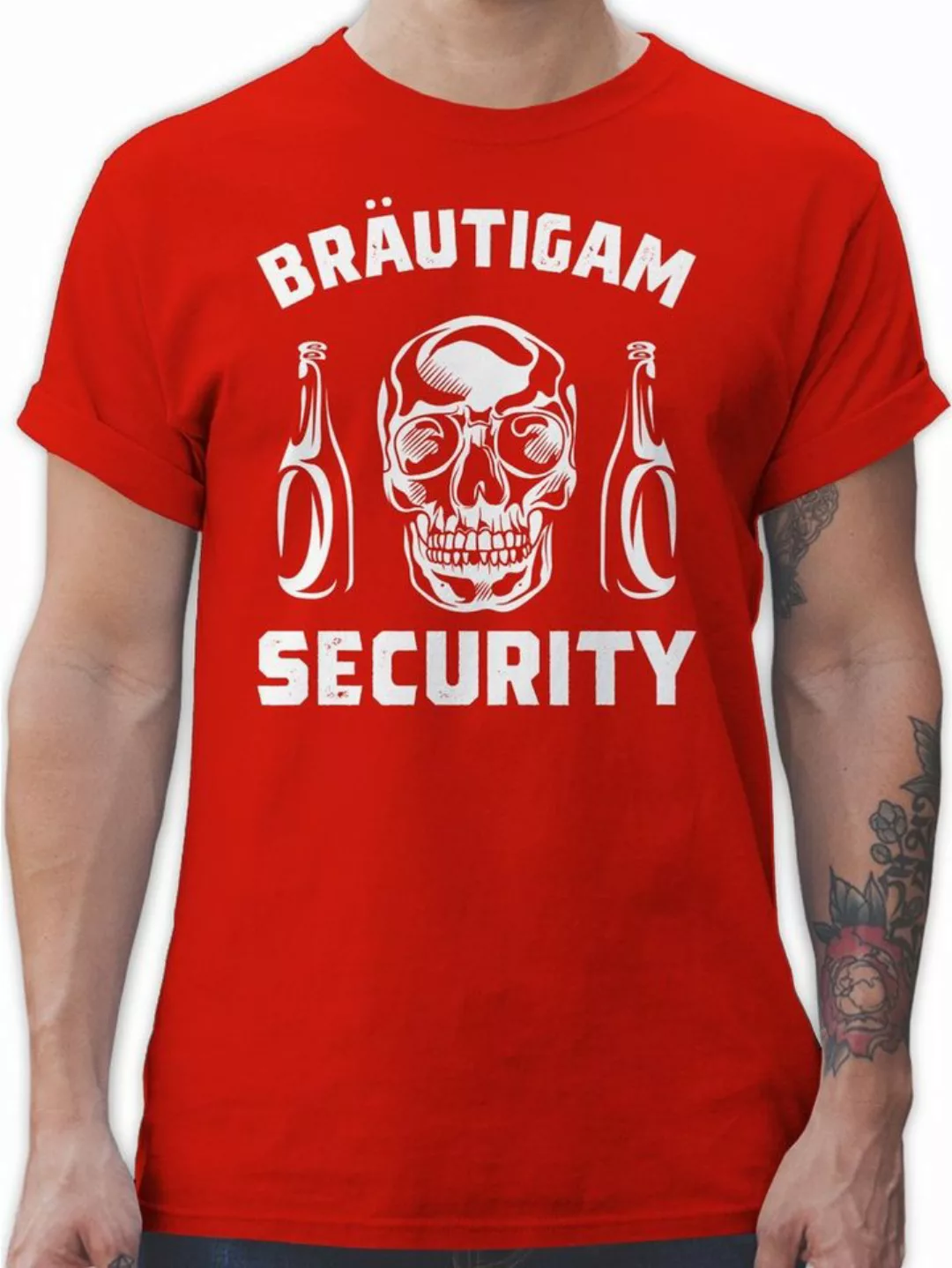 Shirtracer T-Shirt Bräutigam Security Totenkopf JGA Männer günstig online kaufen