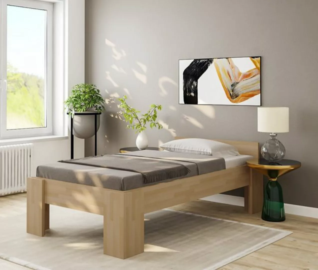 bv-vertrieb Massivholzbett Doppelbett Massivholz Buche unbehandelt Ehebett günstig online kaufen