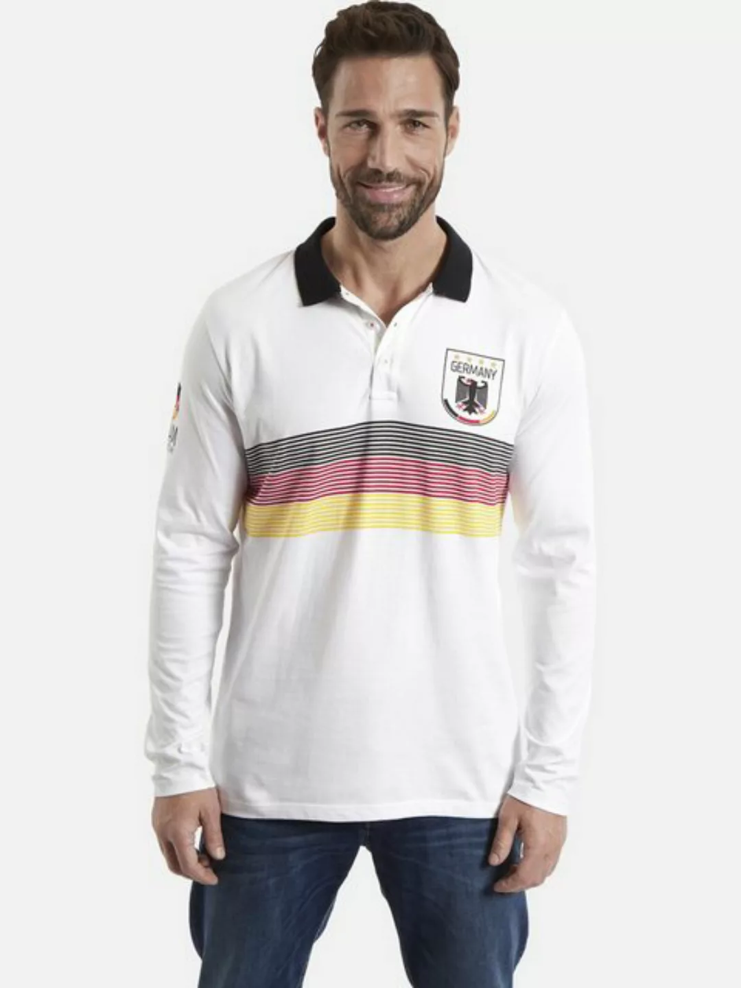 Jan Vanderstorm Langarm-Poloshirt GARRI "Germany"-Schriftzug am Rücken günstig online kaufen