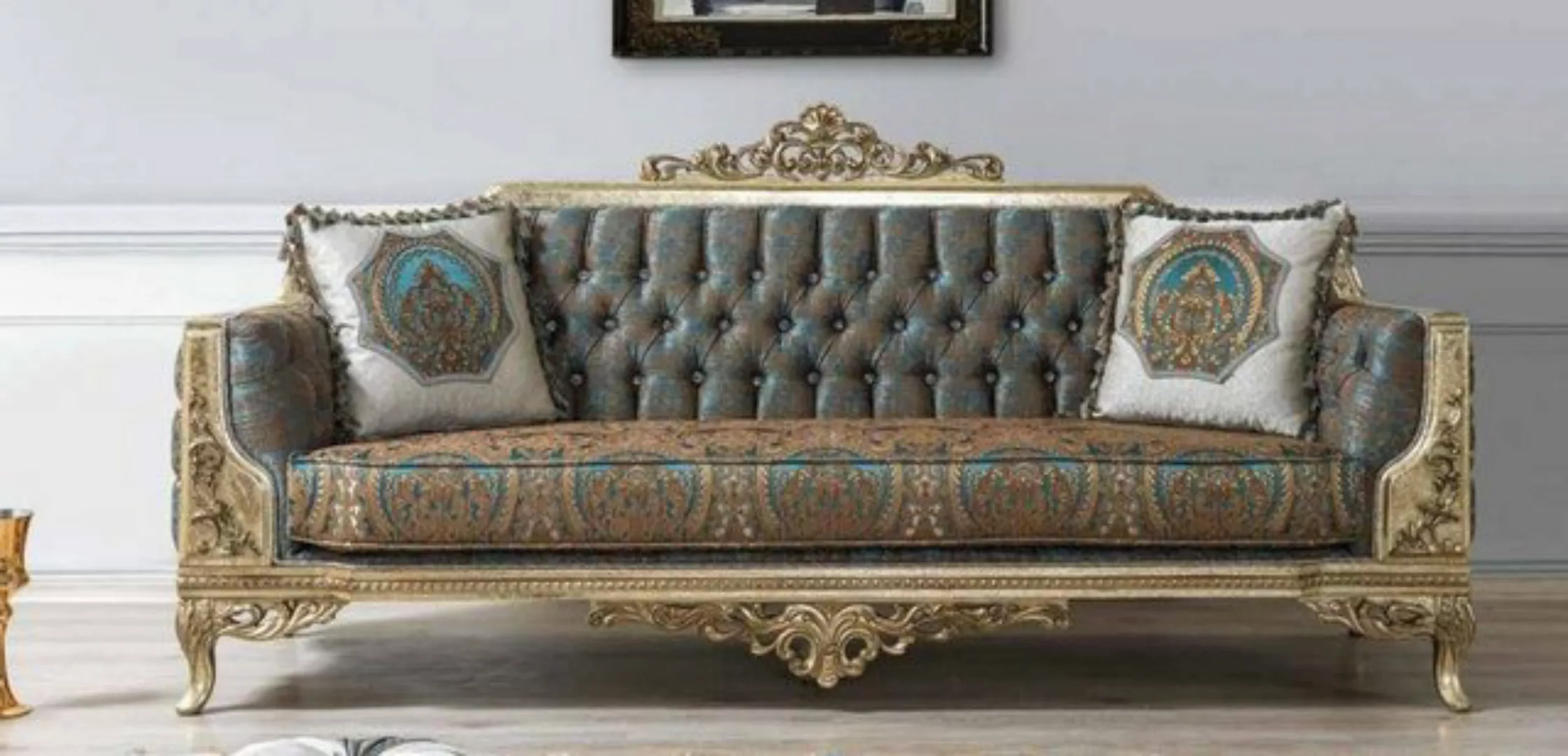 JVmoebel Sofa Chesterfield Sofa Couch 3er Samt Couchen Dreisitzer Barock Ro günstig online kaufen