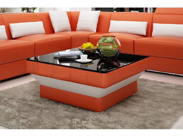 JVmoebel Sofa Designer Couchtisch Polster Tisch Leder Glas Moderner Tische, günstig online kaufen