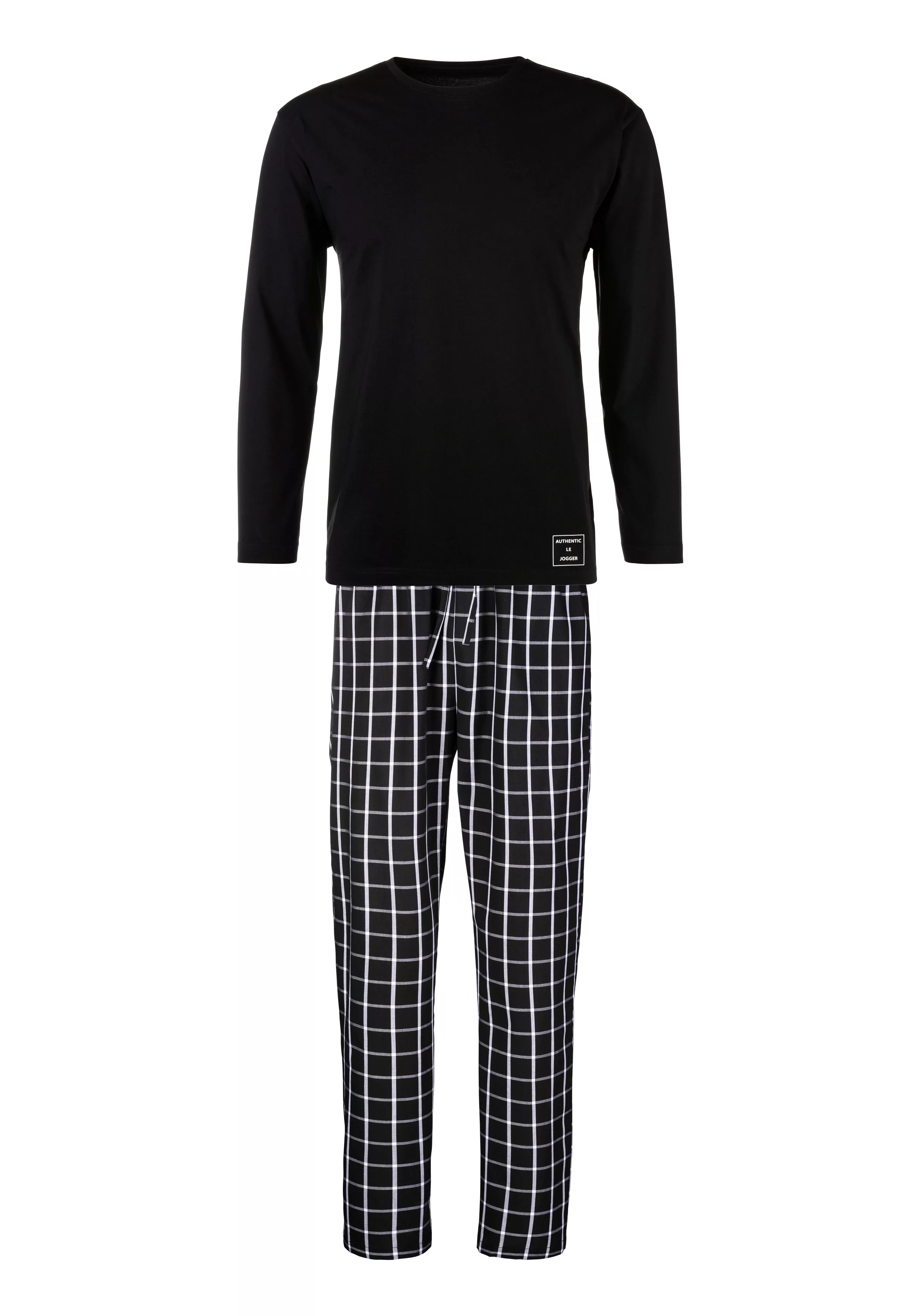 AUTHENTIC LE JOGGER Pyjama, (2 tlg., 1 Stück), mit karierter Webhose günstig online kaufen