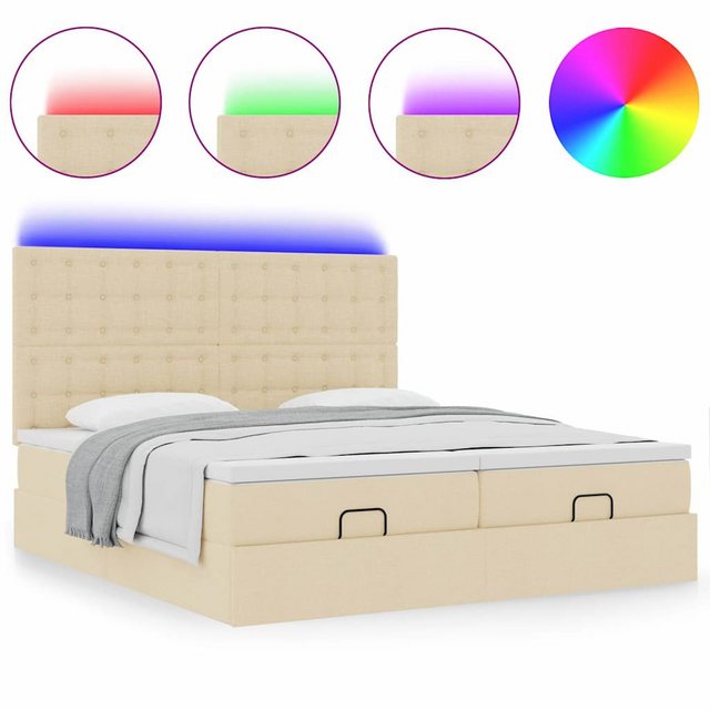 vidaXL Bett Ottoman-Bett mit Matratzen & LEDs Creme 200x200 cm Stoff günstig online kaufen