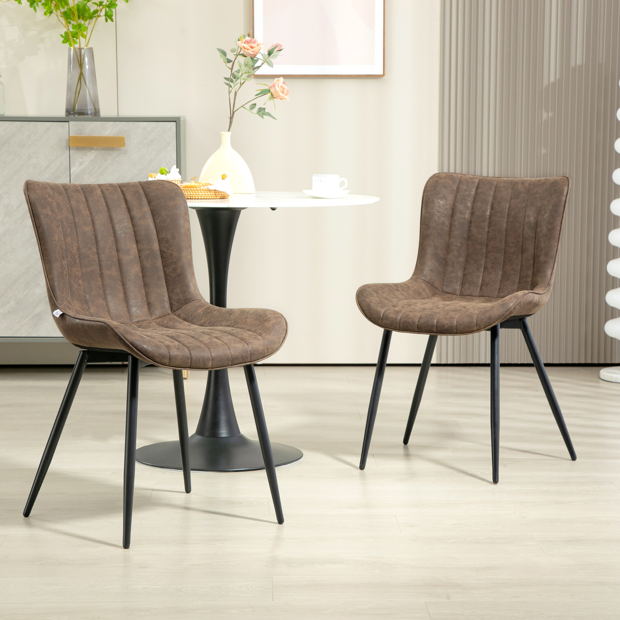 HOMCOM Set aus 2 Esszimmerstühlen, moderne Küchenstühle mit synthetischem B günstig online kaufen