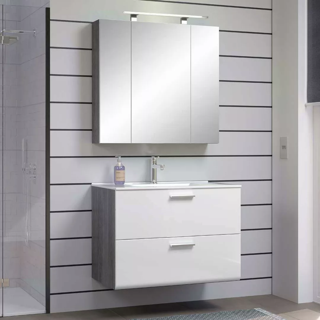 Modernes Waschplatz Set für die Wandmontage 82 cm breit (zweiteilig) günstig online kaufen