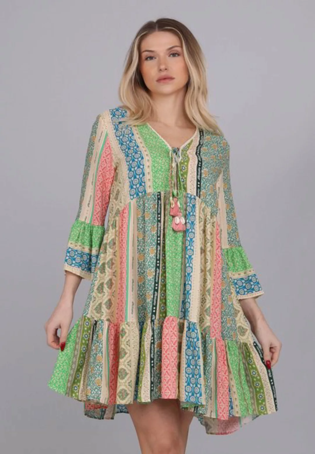 YC Fashion & Style Tunikakleid "Boho-Chic Patchwork Tunika " Alloverdruck günstig online kaufen