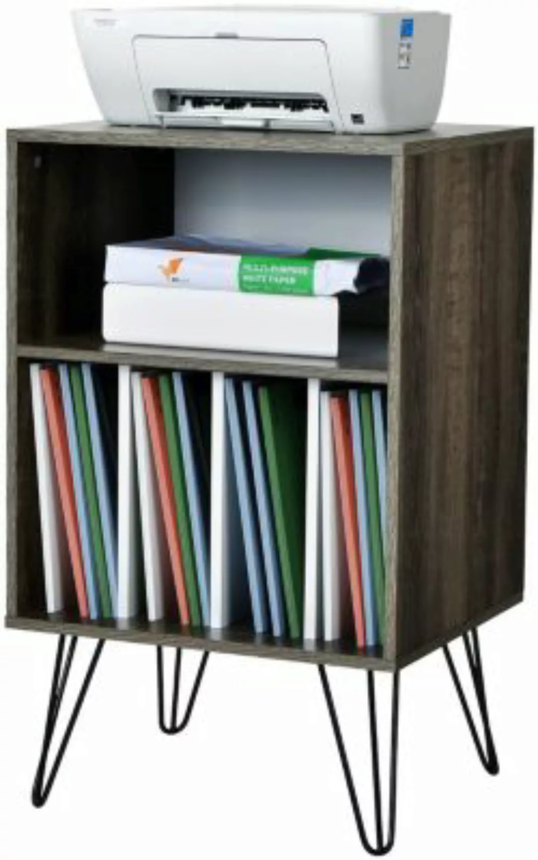 COSTWAY® Bürocontainer mit 5 Fächer mit Metallbeinen braun günstig online kaufen